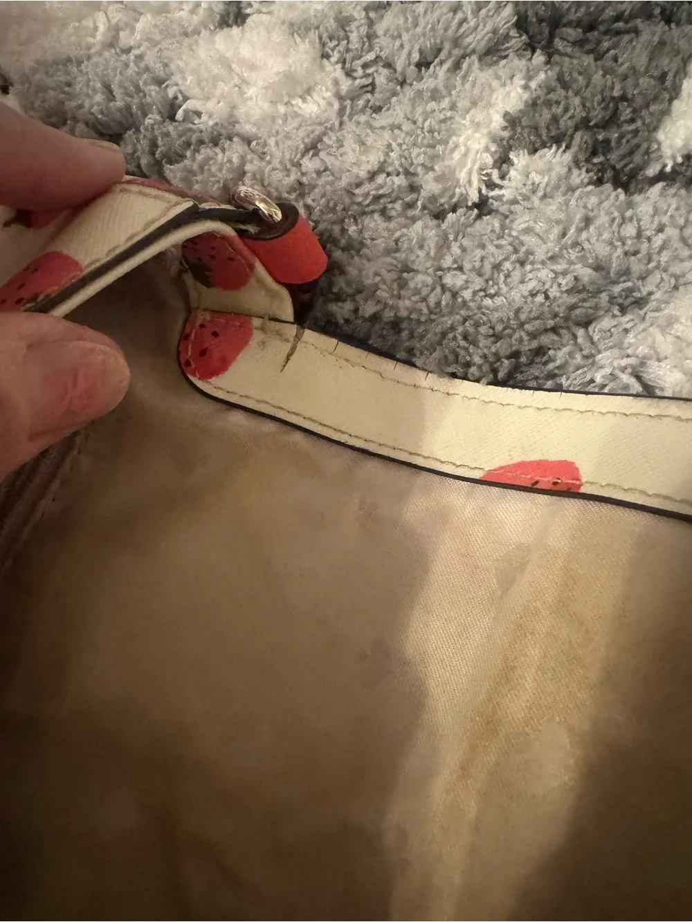 Kate Spade New York cove street White and Red Strawberry Print Crossbody